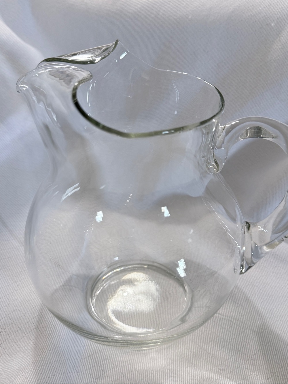 Vintage Clear Glass Dimple Pitcher 9 Inch